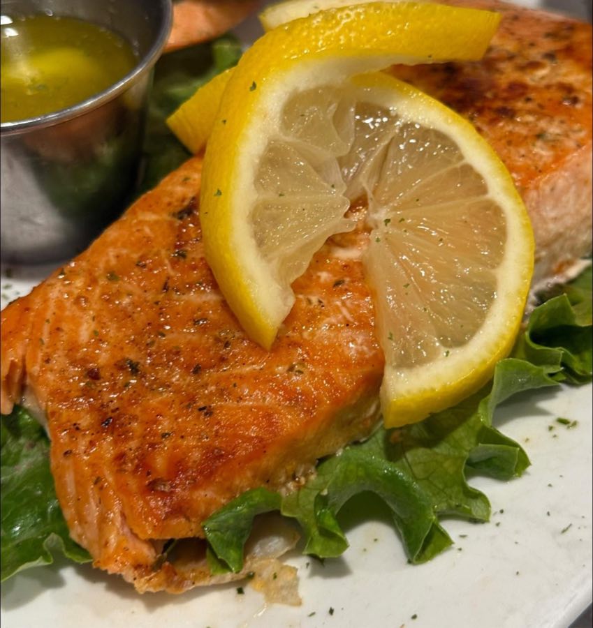 Grilled salmon dinner